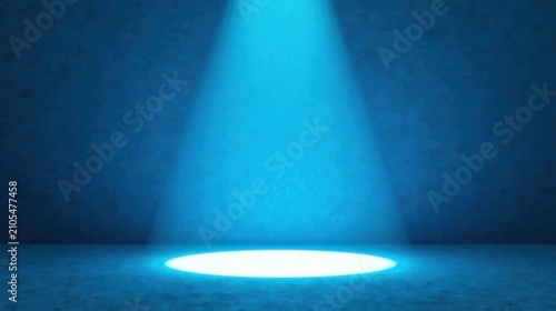 A Single Bright Light Illuminates an Empty Stage, a Mysterious and Serene Blue Hue Casts a Spell