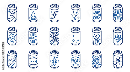 Soda Can Icons: Beverage Drink Packaging Vector Set