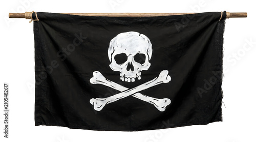 Black pirate flag with skull and crossbones