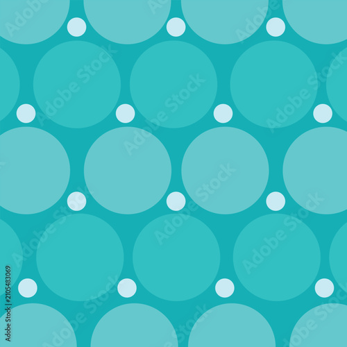 Turquoise Geometric Circle Seamless Pattern, Teal Polka Dot Background