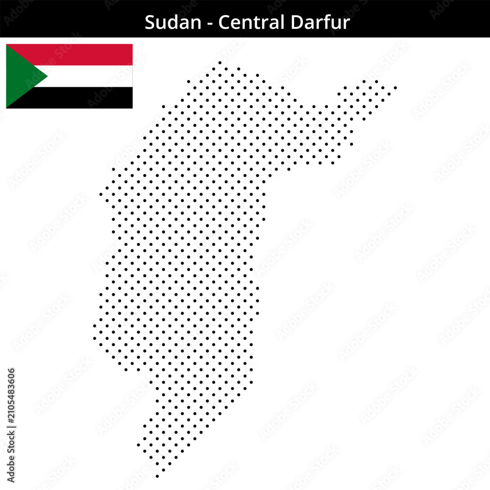 Obraz premium Map of Sudan region Central-Darfur in small cross shaped dots
