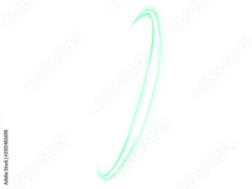 Εκτύπωση καμβά Abstract glowing green curved light trail on white background