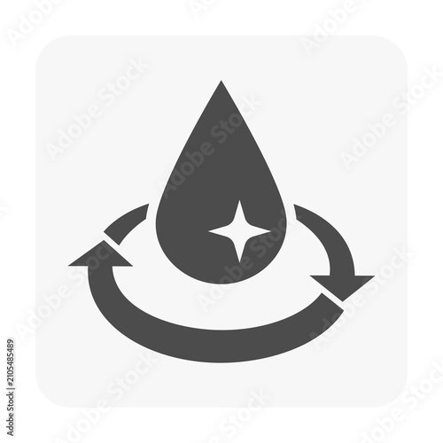 Water recycling drop silhouette vector icon representing purified water, clean liquid, sustainable resource, filtration cycle, environmental conservation, eco technology, wastewater treatment, circula