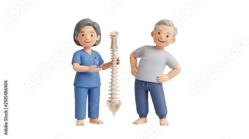 Cheerful medical experts showcasing the importance of spine wellness in a fun and engaging cartoon illustration