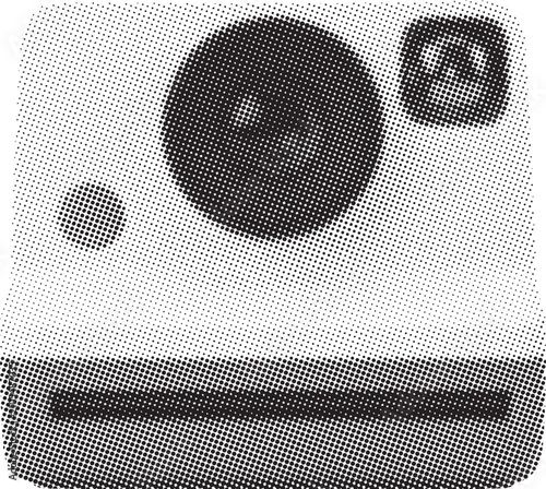 Halftone vintage instant camera icon
