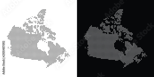 Halftone canada map made of dots, halftone style vector illustration