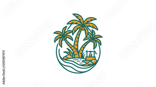 Φωτογραφία Palm trees on a tropical island.
