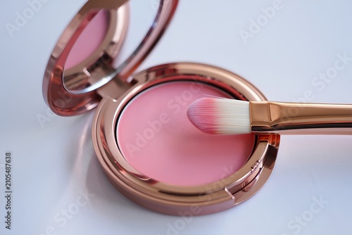 Pink lipstick with gold applicator on white