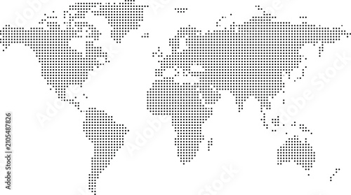 Halftone dotted world map vector illustration