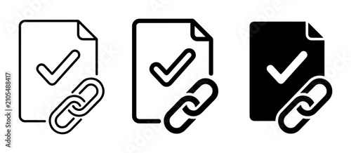 Link Document Icons, Verified Connection Symbol, Approved URL Set, Digital Asset Link