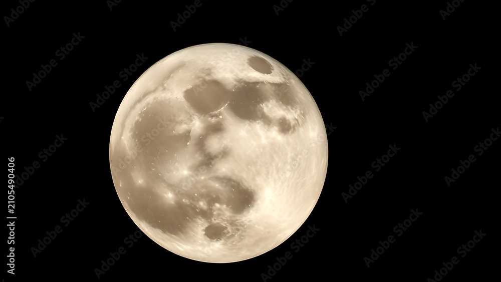 Fototapeta premium A detailed close-up of the full moon showcasing its craters against a dark space backdrop.