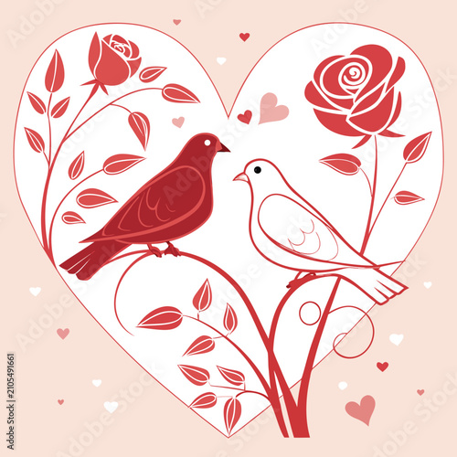 Bird and rose vector free online design download