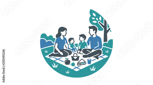 Fotografía Family having outdoor picnic together happily.