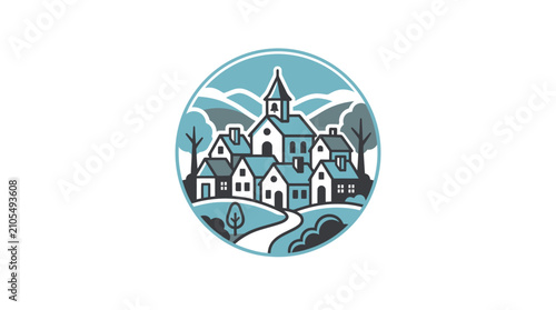 Foto Houses in a village scene.