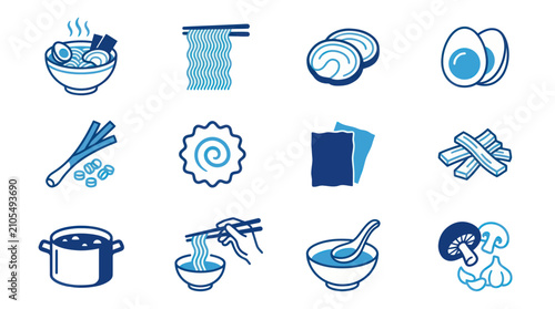 Tableau sur toile Kitchen Cooking Utensils and Food Icons.