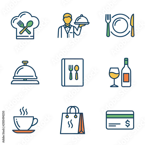 Restaurant Service Icons and Symbols.
