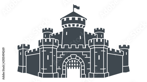 Sand Castle Fortress Structure Icon.