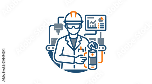 Scientist in lab coat and goggles.