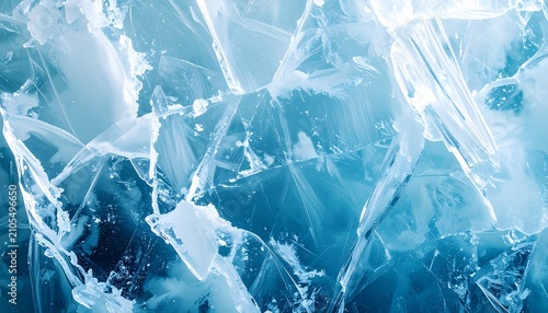 Abstract blue ice formations create a mesmerizing and ethereal winter landscape.