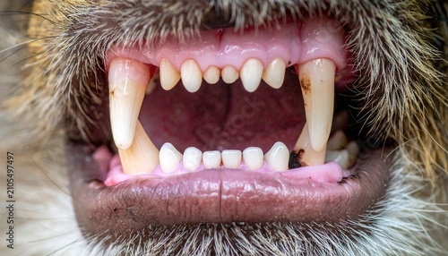 Close-up of a Lions Teeth - A Display of Raw Power.