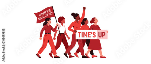 Diverse Women Marching for Equality and Justice
