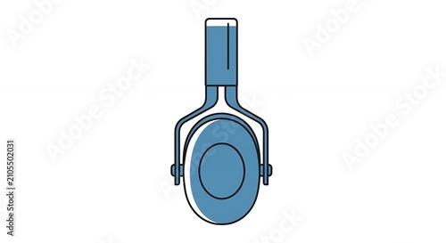 Professional Blue Noise Protection Earmuffs for Industrial Safety Hearing Guard Equipment Minimalist Icon
