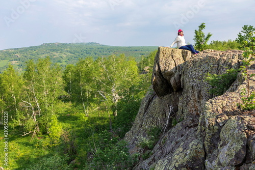 beautiful mature women travels through the mountains of the Southern Urals