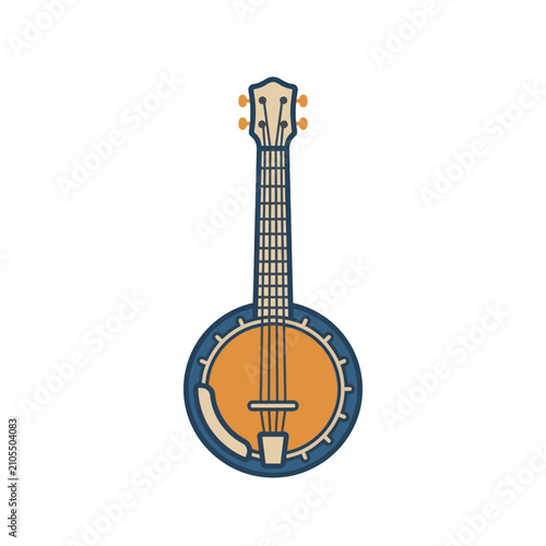 Fotografie Banjo Musical Instrument with Tuning Pegs.