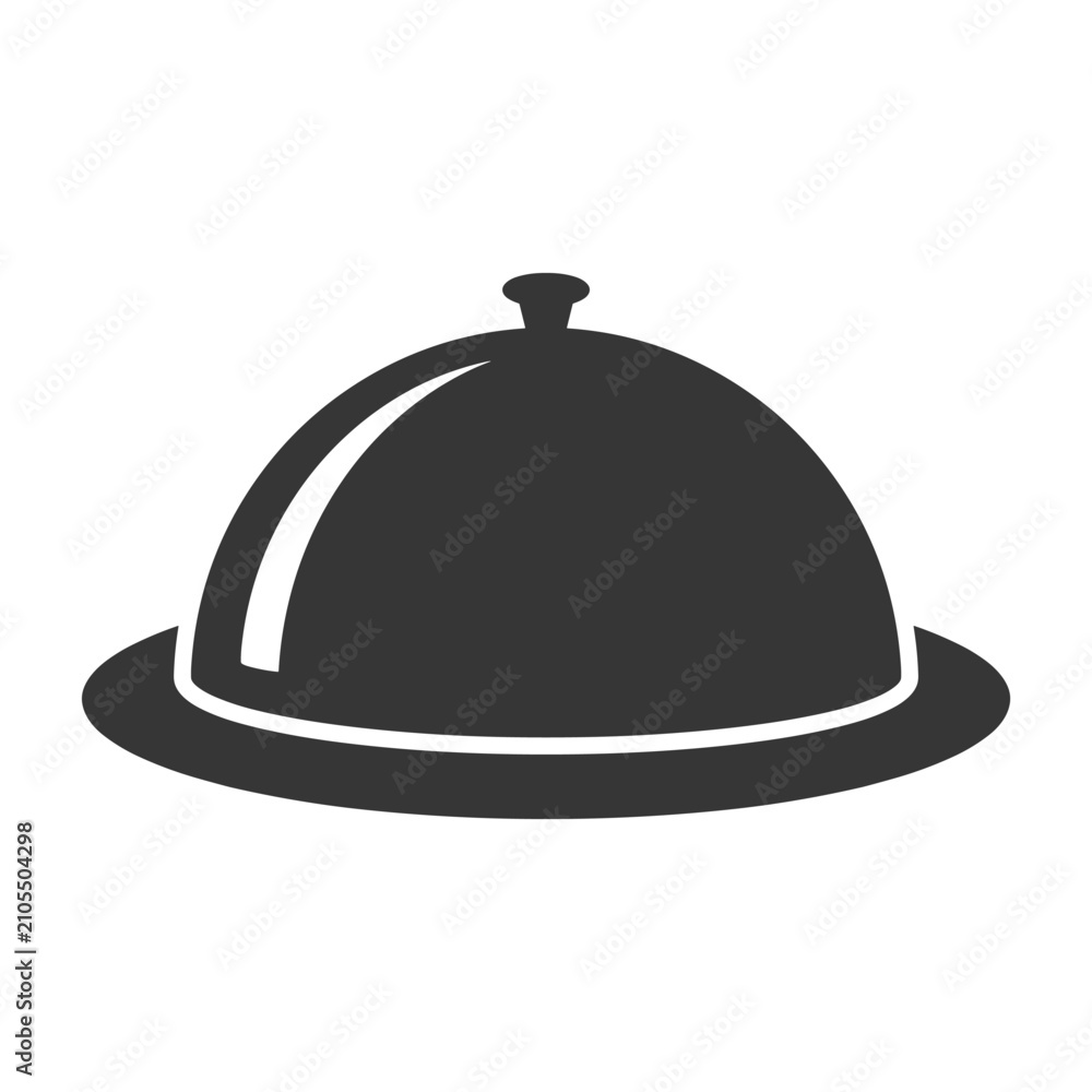 Fototapeta premium A dark gray domed serving tray with a handle is depicted.
