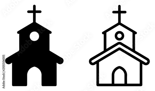 Foto christian church building icon set