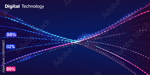 Fotografie intersecting lines with percentages vector illustration blue pink technology dat