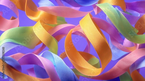 Colorful Satin Ribbon Streamers in Vibrant Arrangement