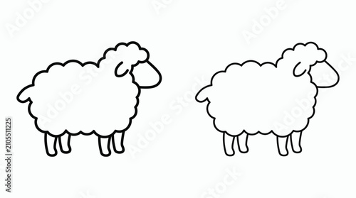 Tablou pe pânză Sheep Silhouette On White Background Minimalist Line Art Illustration
