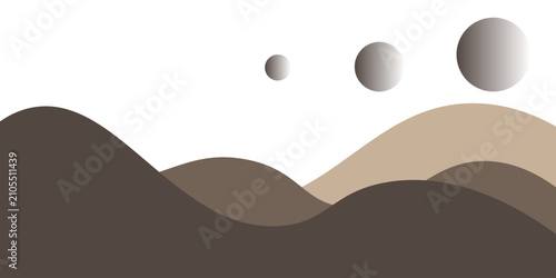 Foto Elegant warm taupe and mocha brown curved geometric frame layout on white background