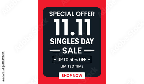 Fotografía Special offer banner for 1111 singles day sale with up to fifty percent discount