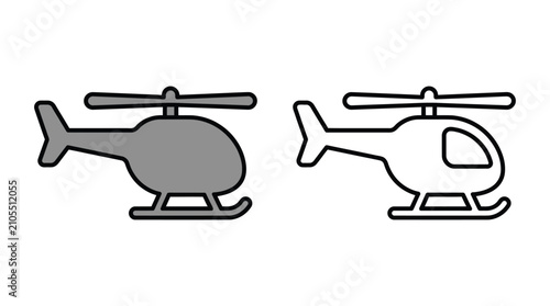 Bild auf Leinwand Helicopter Line Art And Solid Fill Isolated On White Background