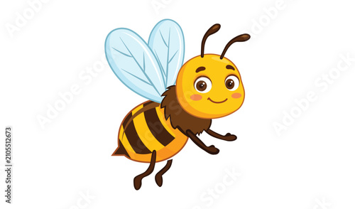 фотографія Cute cartoon bumblebee with smiling face and transparent wings flying happily ve