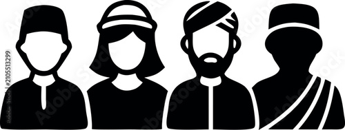 Fotografie Diverse people group icon for community, inclusion and global teamwork symbol