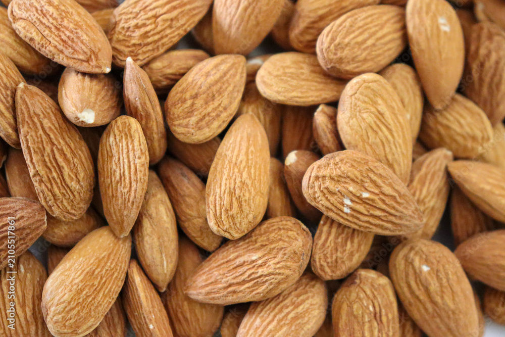 Fototapeta premium Close View of Whole Raw Almonds