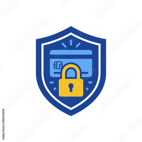 Obraz na płótnie A blue shield icon representing secure digital payment card protection
