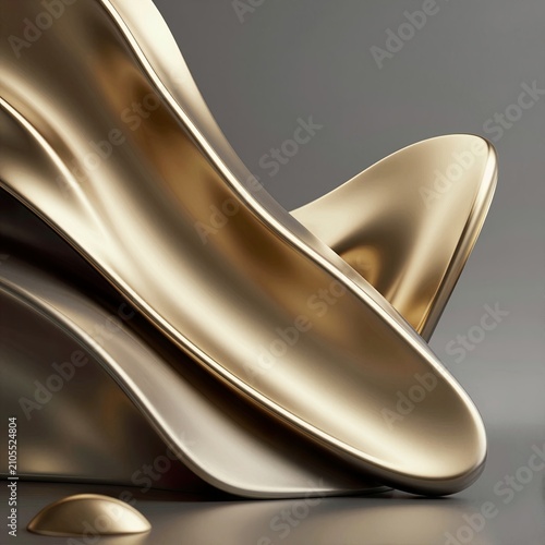 Luxurious Golden Abstract Sculptural Metallic Form