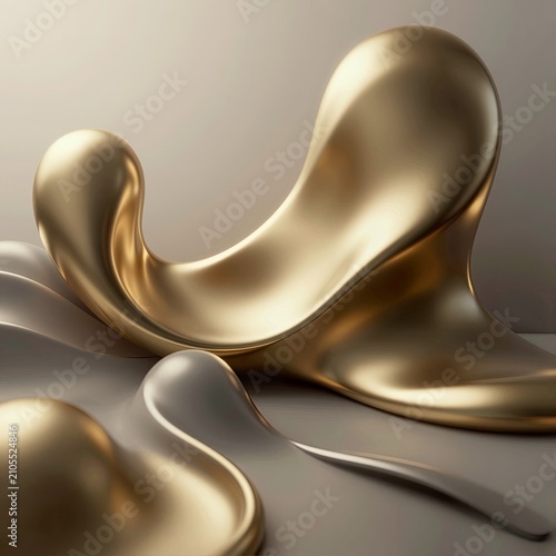 Luxury Golden Metallic Abstract Waves Modern Design