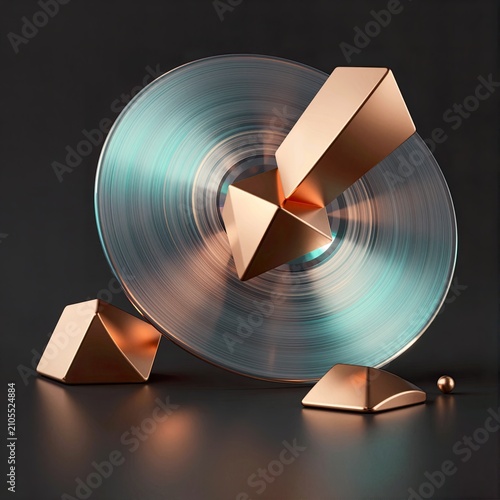 Modern Abstract Geometric Rose Gold Composition
