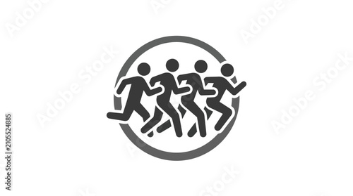 Three people running in circle logo.