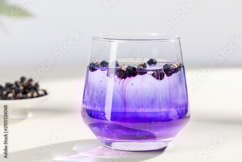 Obraz na płótnie Traditional Chinese Wolfberry Tea with Black Goji Berries Hot Purple Drink Cultu