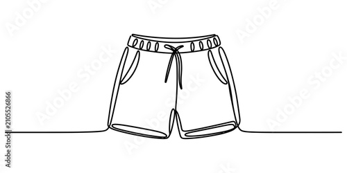 Tableau sur toile Continuous single line drawing of casual summer shorts with elastic waistband an