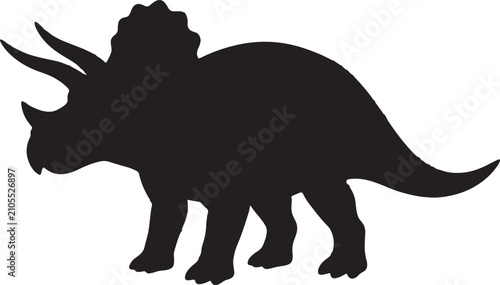 Tableau sur toile Triceratops silhouette standing on transparent background with three horns and large bony neck frill