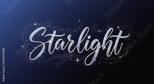 Elegant Starlight Script Lettering Glowing on Dark Blue Background