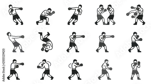 Obraz na plátně Boxer in various fighting motion poses.