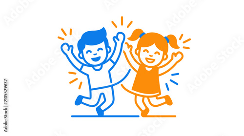 Fotografie Happy children running with joy together.